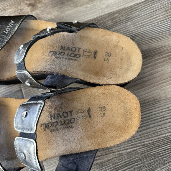 Naot Metallic Leather Comfort Sandals – Size 39 (US 8) Slip-On Slides - Picture 3 of 8